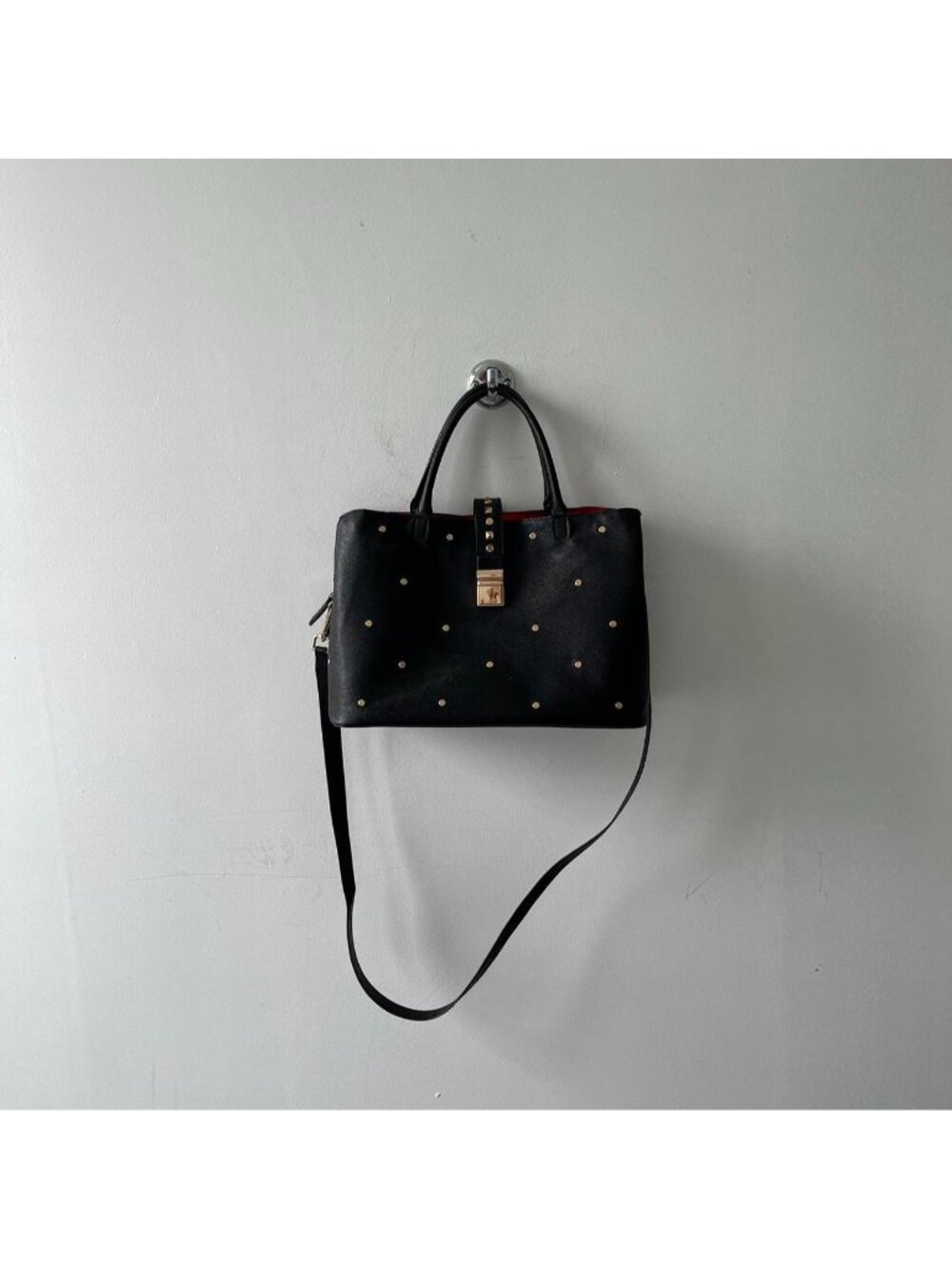 Black / Gold / Red Faux Leather Purse / Hand / Shoulder / Crossbody Studded Bag